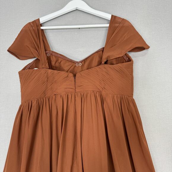 Revelry Kennedy Chiffon Convertible Dress Womens 14 Rust Off Shoulder Bridesmaid - Picture 6 of 14